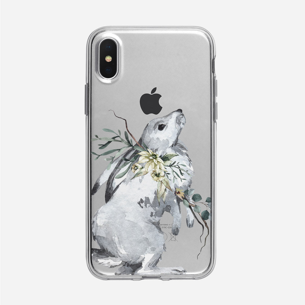 Winter Watercolor Rabbit iPhone Clear Case from Tiny Quail