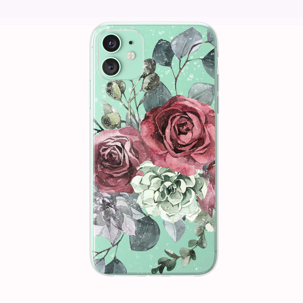 Winter Roses green iPhone Case from Tiny Quail