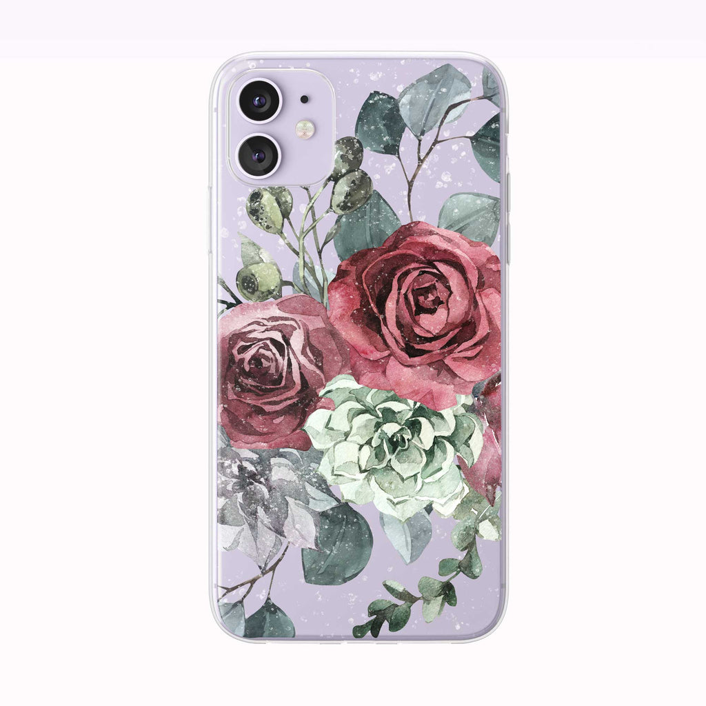 Winter Roses purple iPhone Case from Tiny Quail
