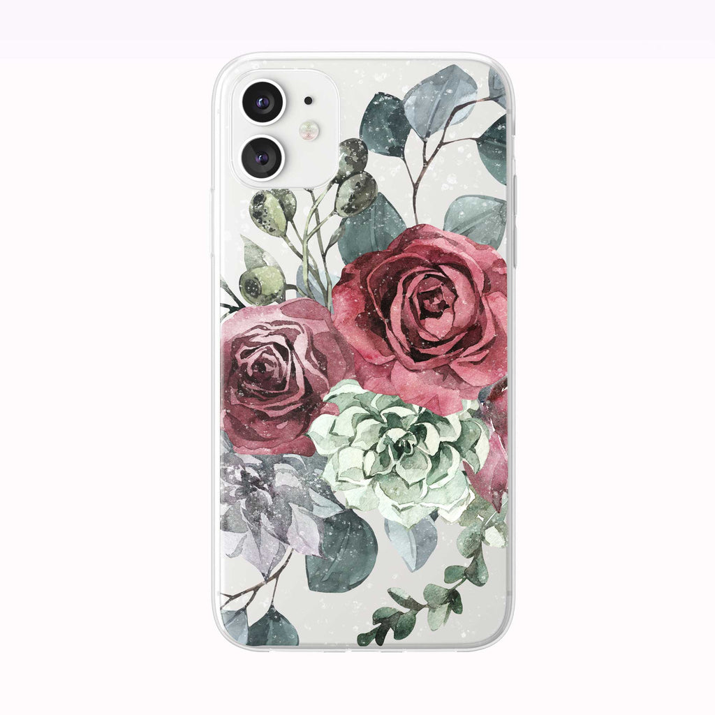 Winter Roses iPhone Case white from Tiny Quail