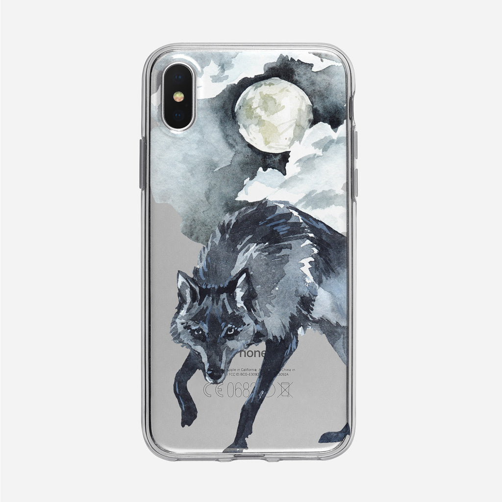 Winter Moonlight Black Wolf iPhone Clear Case from Tiny Quail