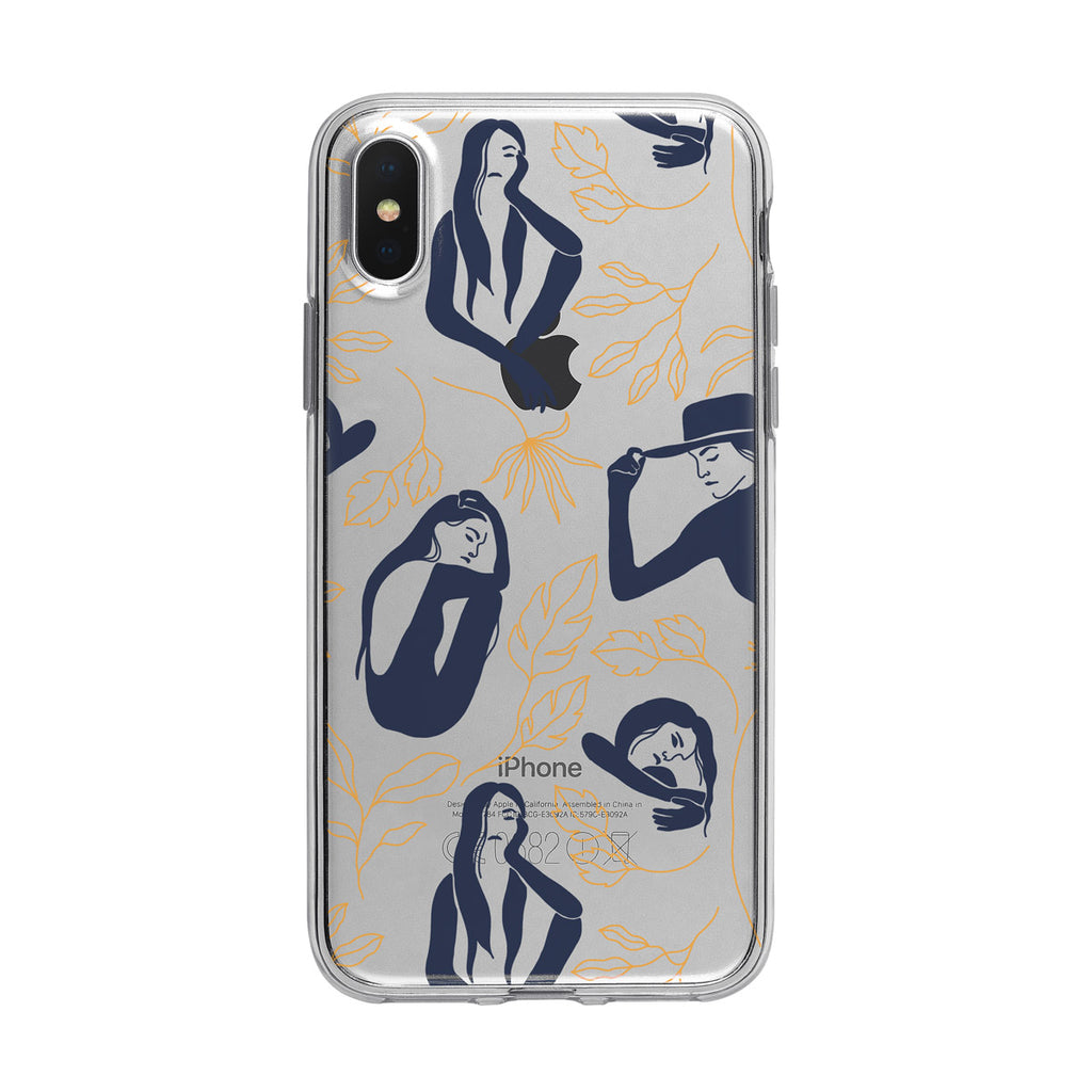 Boho Woman in Blue Pattern iPhone Clear Case from Tiny Quail
