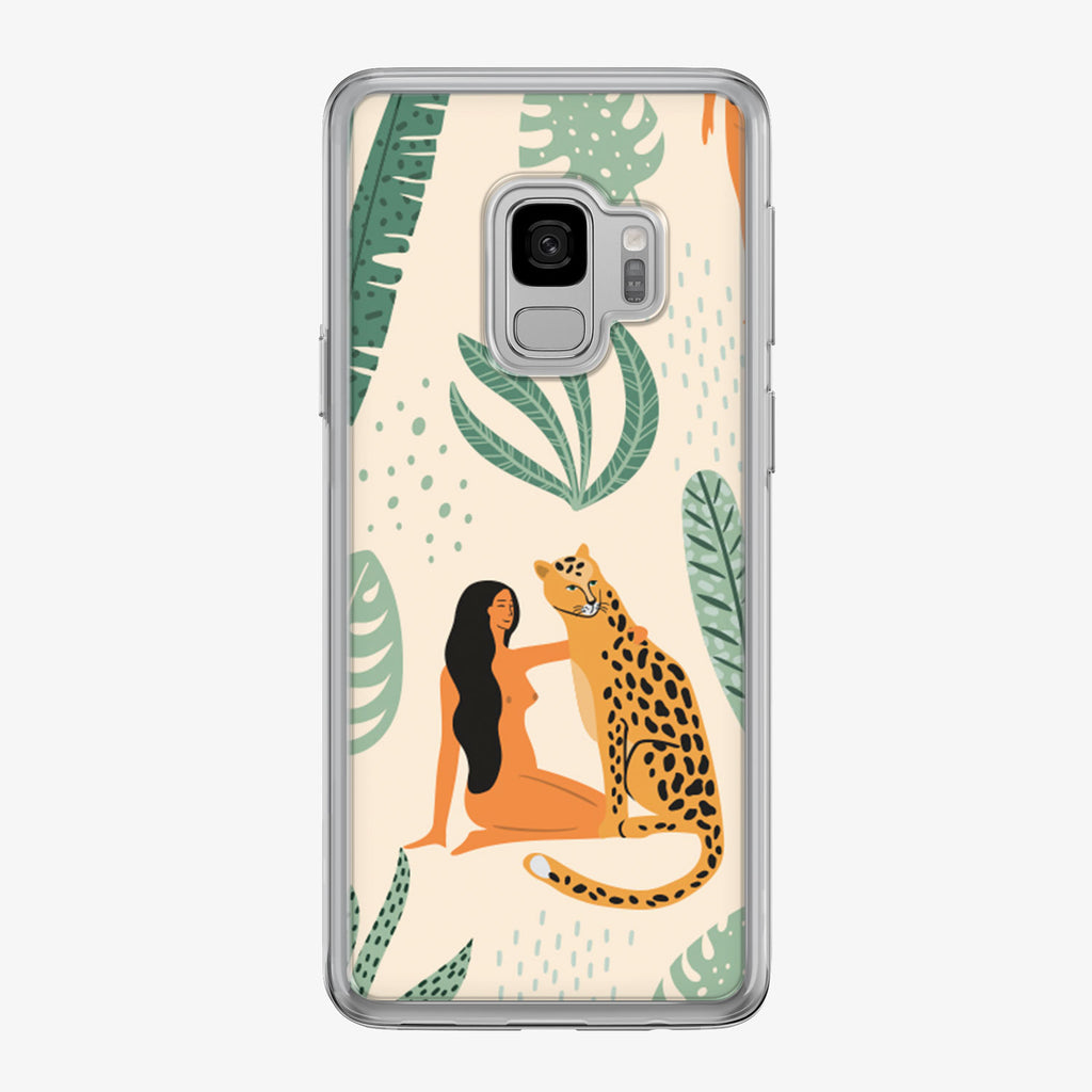 Leopard Sitting with Woman in Jungle Samsung Galaxy Phone Case by Tiny Quail