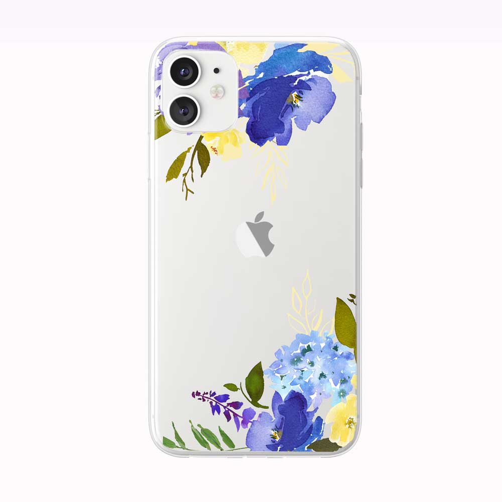 Yellow and Blue Floral Corners iPhone Case from Tiny Quail