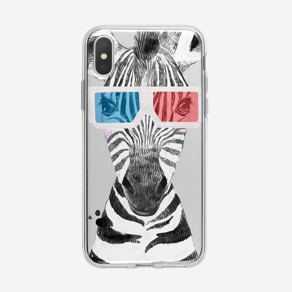 Glasses Wearing Baby Zebra Clear iPhone Case from Tiny Quail