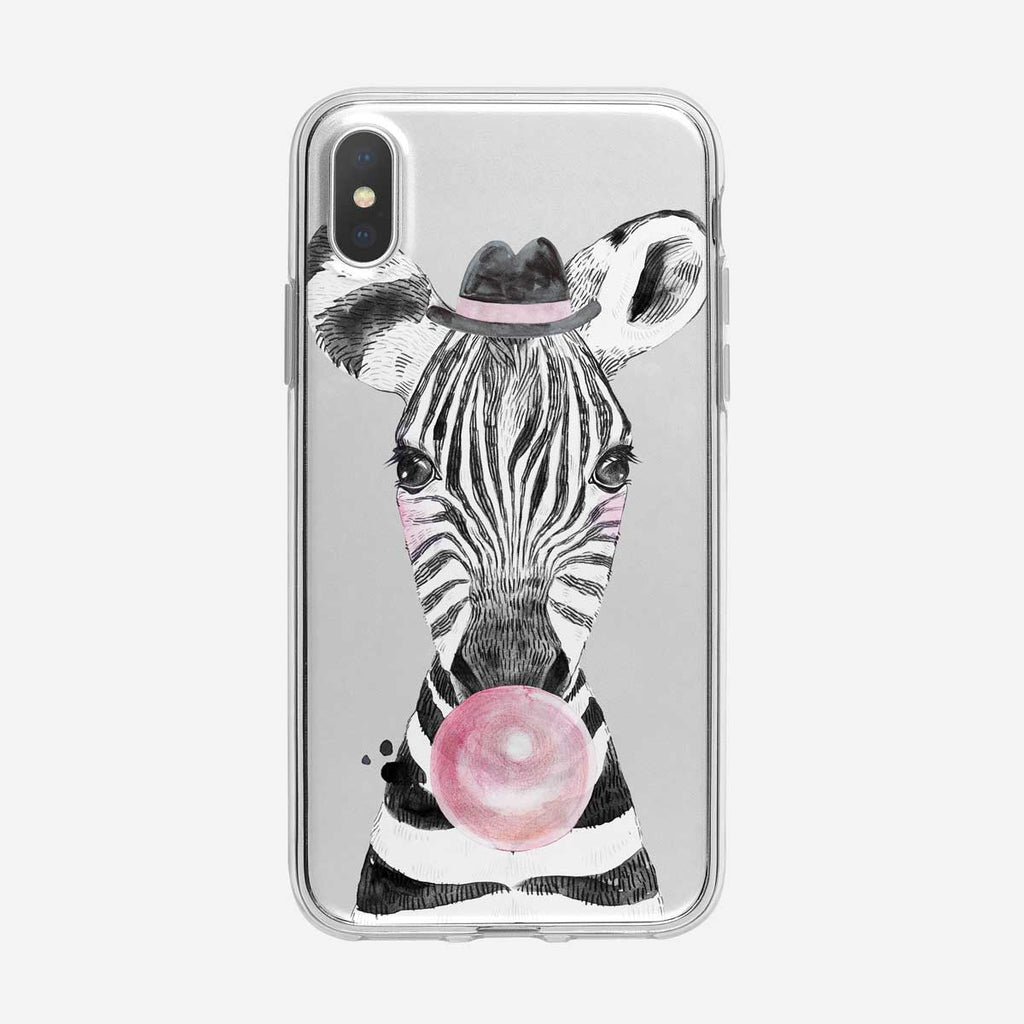 Bubble Blowing Zebra Clear iPhone Case from Tiny Quail
